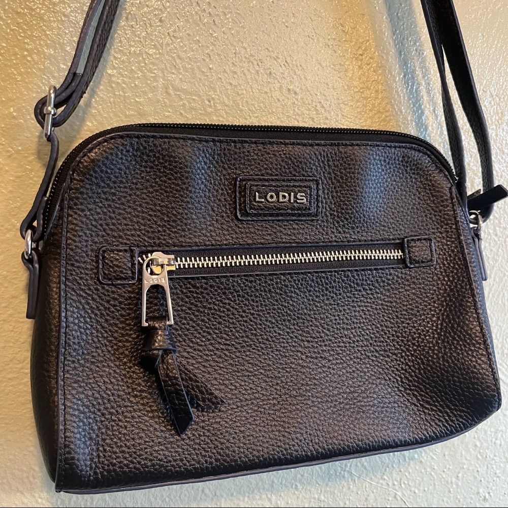 LODIS black pebbled leather Charlotte crossbody bag NWOT